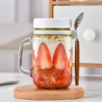 Overnight Oats Jars Milk Fruit Salad Food Storage Container Glass Breakfast Cup With Spoon Coffee Tea Can Kitchen Item