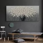 Modern Abstract White Flowers Vase Canvas Painting Posters Prints Texture Wall Art Picture for Living Room Home Decor Gift